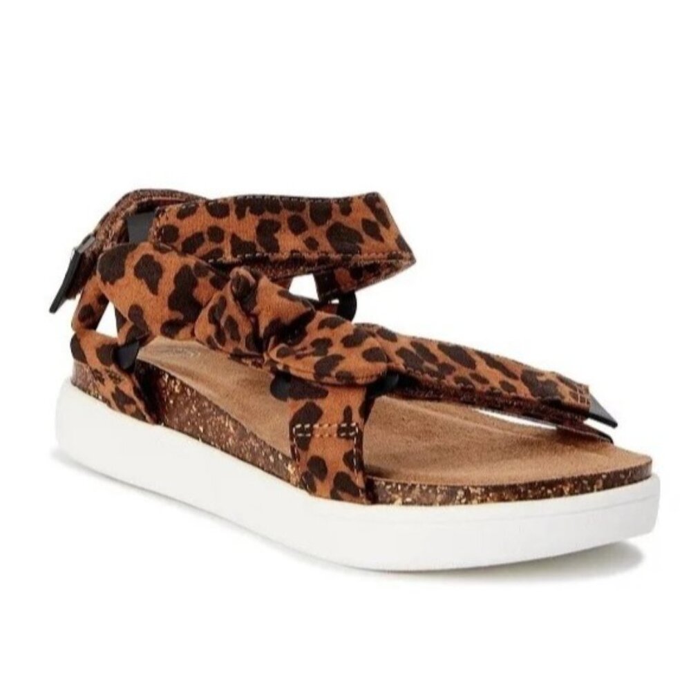 Wonder Nation Leopard Sandals Size 4 youth 5.5 women strappy comfort adjustable